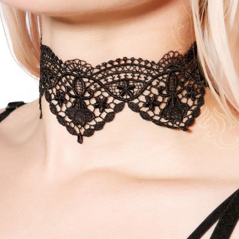 Choker Necklace - Tattoo'd In Lace Black